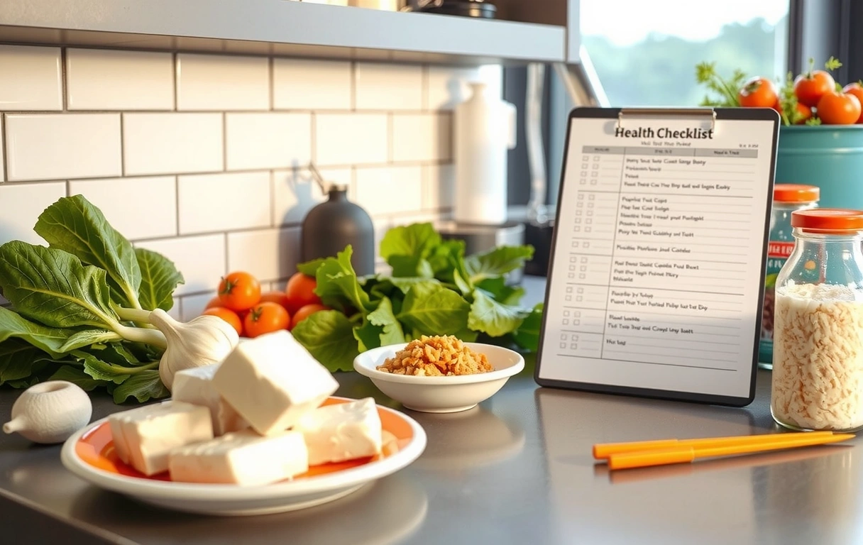 Checklist and fresh ingredients