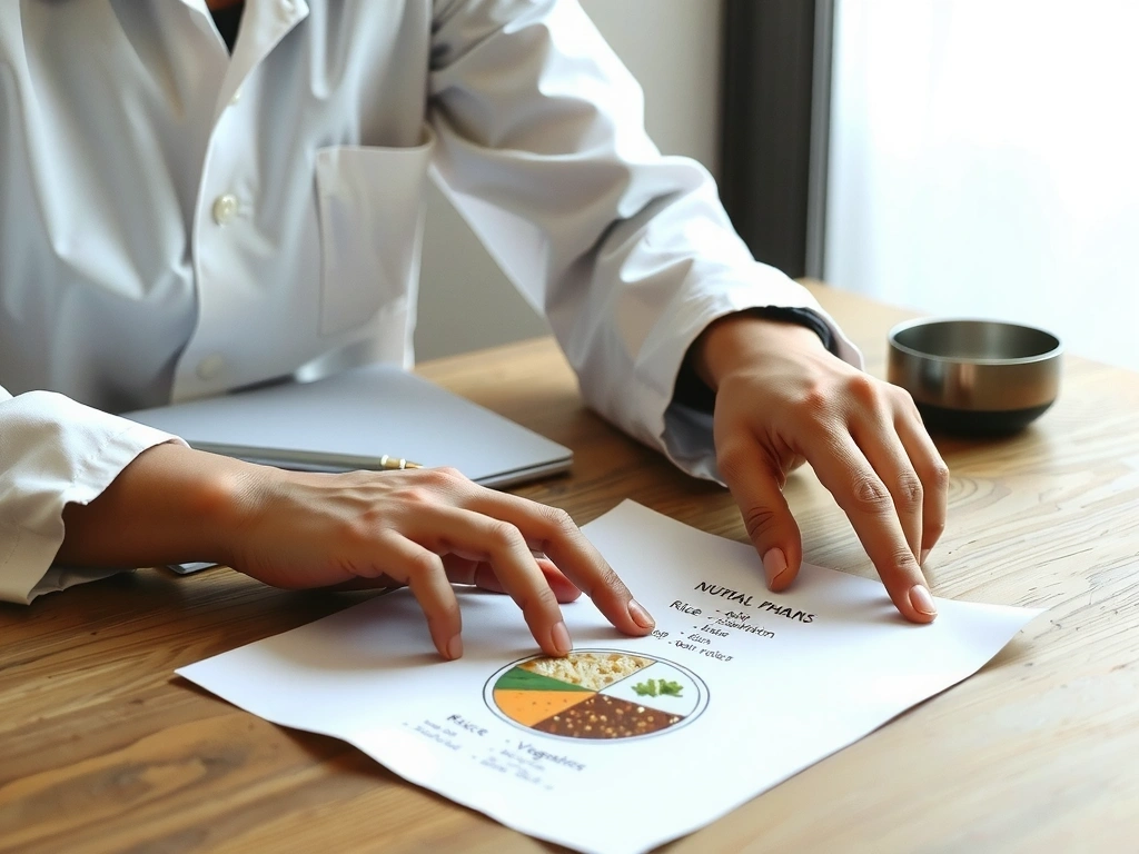 Nutritionist reviewing meal plan